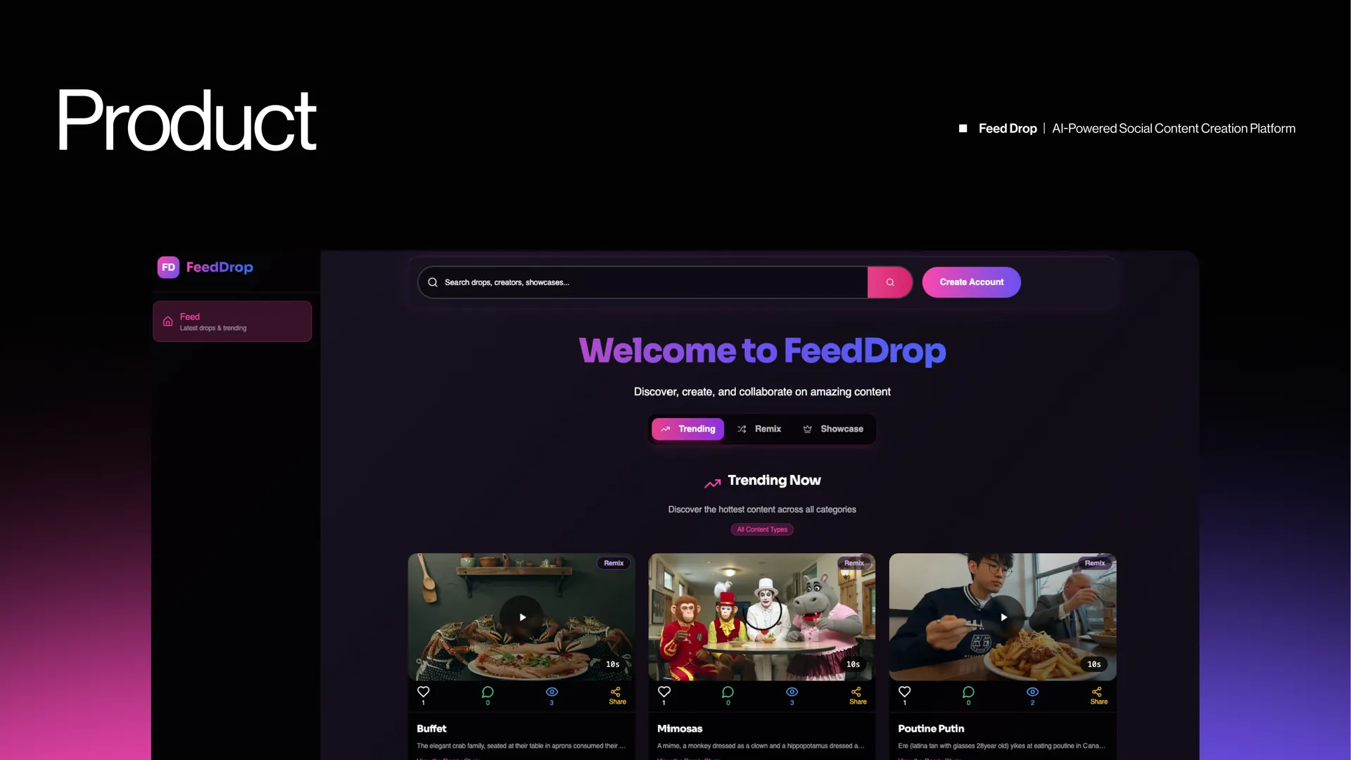FeedDrop — AI Social Content Creation Platform — product preview